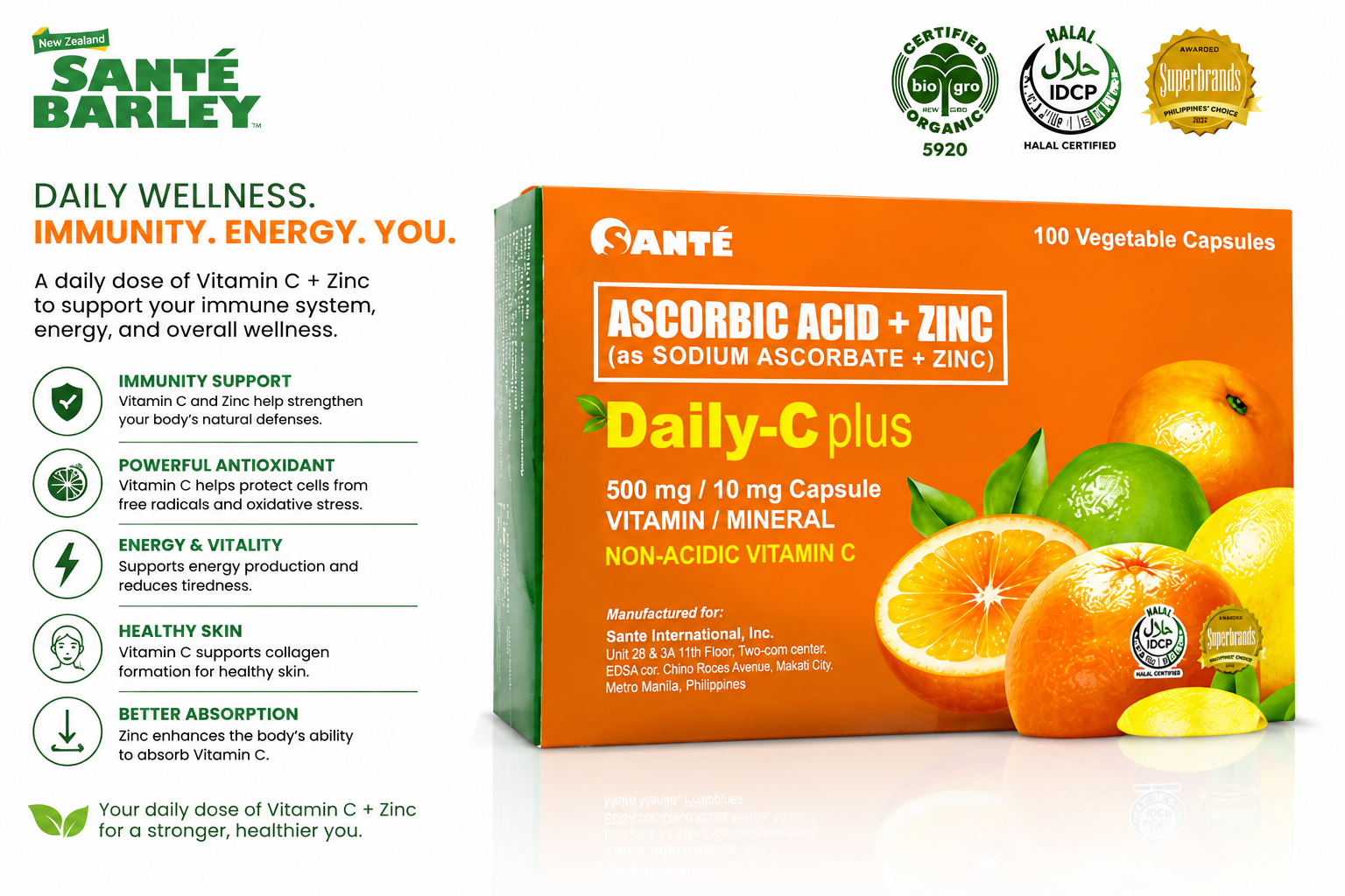 Sante Barley Daily C with Zinc