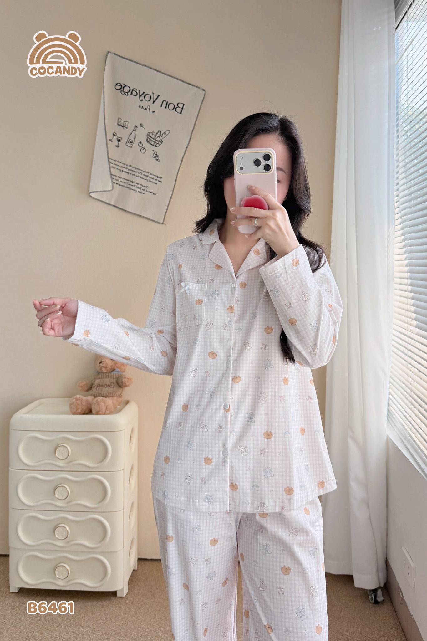 Bộ dài pijama HỒNG gấu nơ NỮ_thumbnail_3
