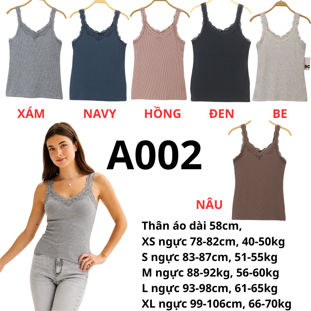 A002- Áo 3 lỗ phối ren