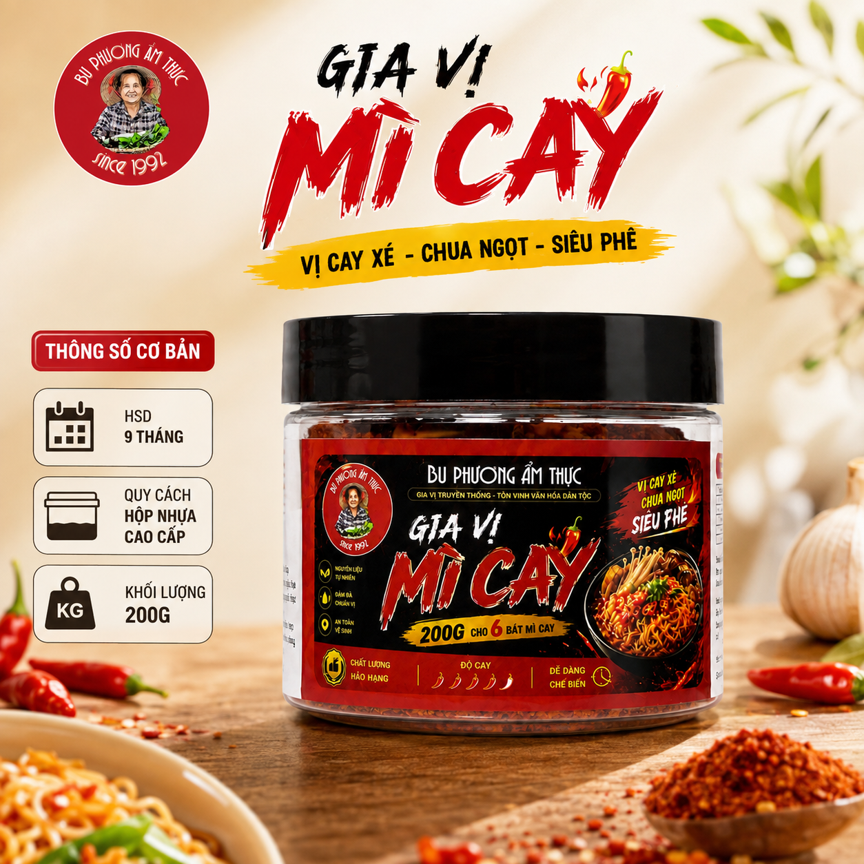 Gia Vị Mì Cay Bu Phương 200G – Chuẩn Vị Hàn Quốc, 1 Hũ Nấu Khoảng 6 Bát Mì Cay - BP55_thumbnail_2
