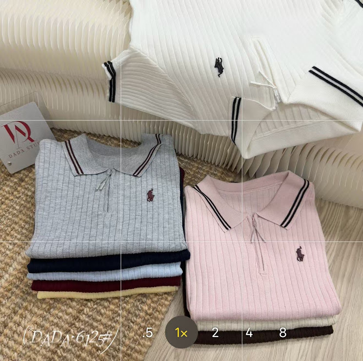 Lucas - Áo len polo cổ bẻ viền 2 sọc nhỏ gân dọc thêu logo_thumbnail_2