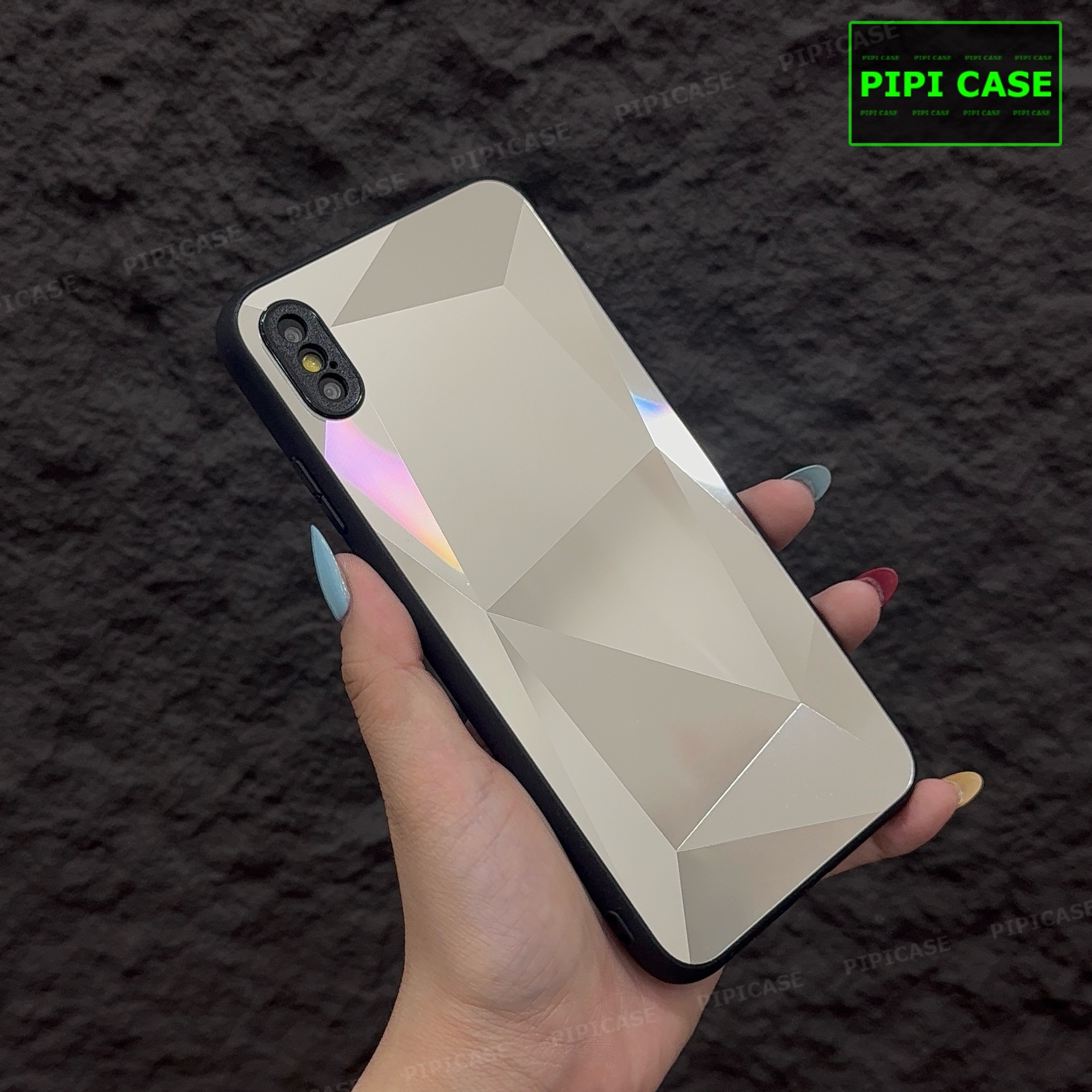 Ốp Lưng iPhone X / XS - Kim Cương 6D - Bạc_thumbnail_4