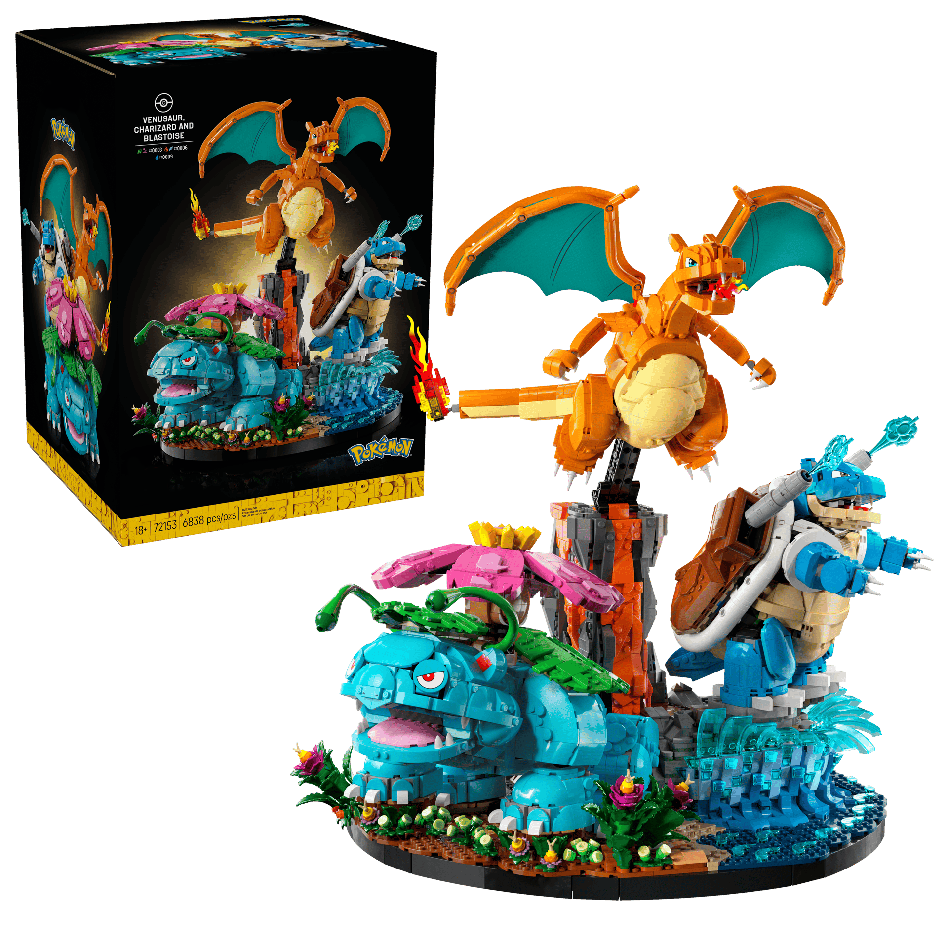 Mô Hình Lắp Ráp NON LEGO Pokémon Venusaur, Charizard & Blastoise