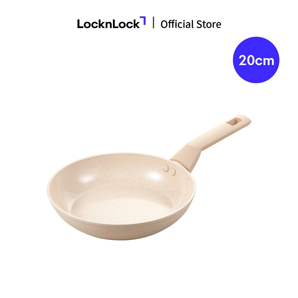 Chảo nhôm chống dính phủ ceramic LocknLock Marble Ceramic IH CAF / CAW 20/24/26/28 dùng được bếp từ - Màu be