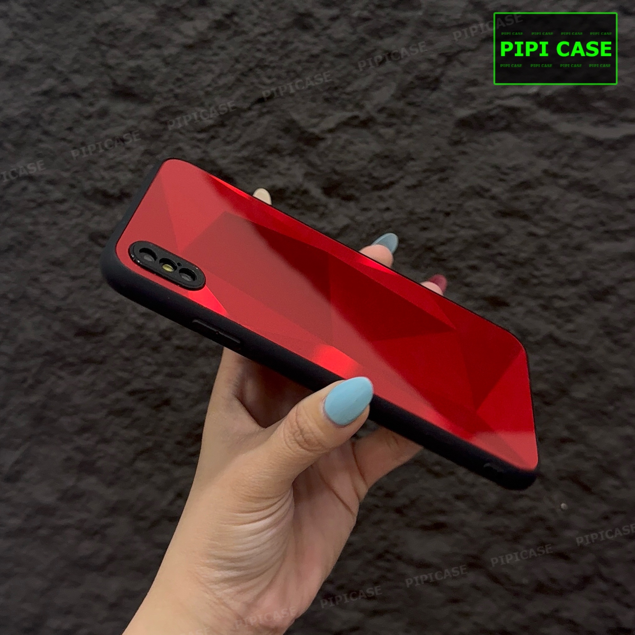 Ốp Lưng iPhone X / XS - Kim Cương 6D - Đỏ_thumbnail_2