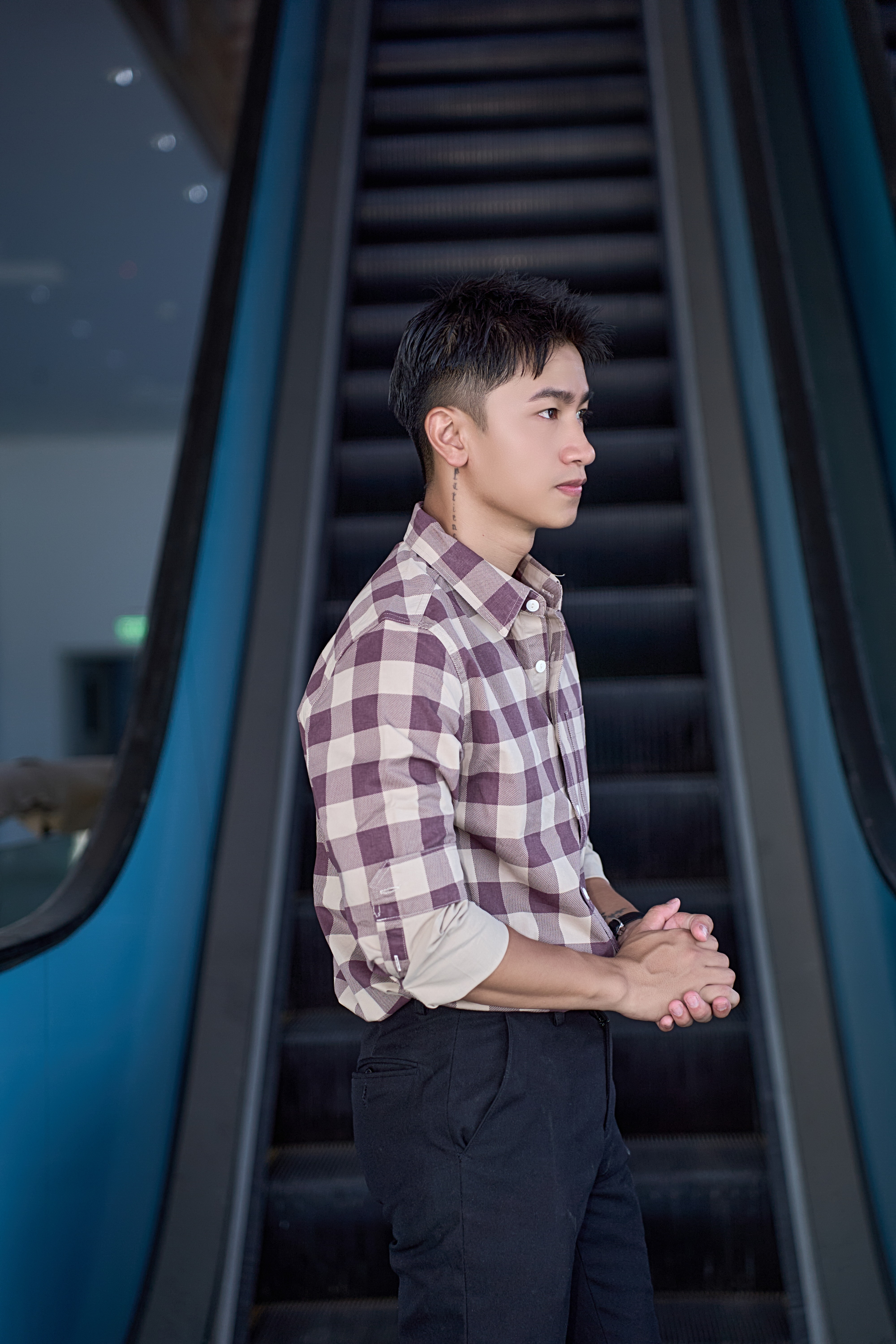 SA132 - Áo sơ mi nam kẻ caro phong cách Nhật Bản, dáng rộng thoải mái, tay dài cổ ve_thumbnail_2