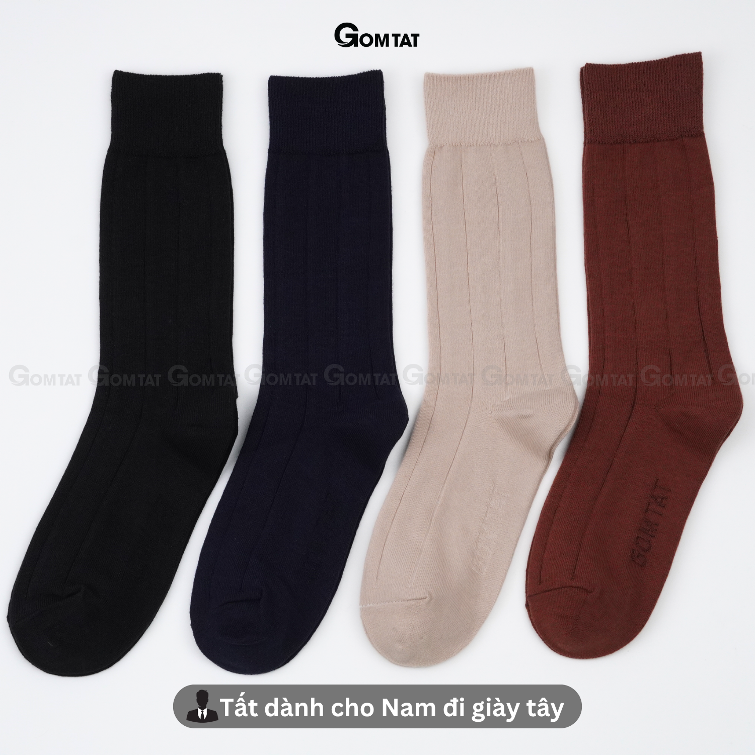 Hộp 4 đôi tất nam cao cổ GOMTAT mẫu gân chìm, chất liệu cotton thoáng mát, êm chân - STA-MIX09_thumbnail_6