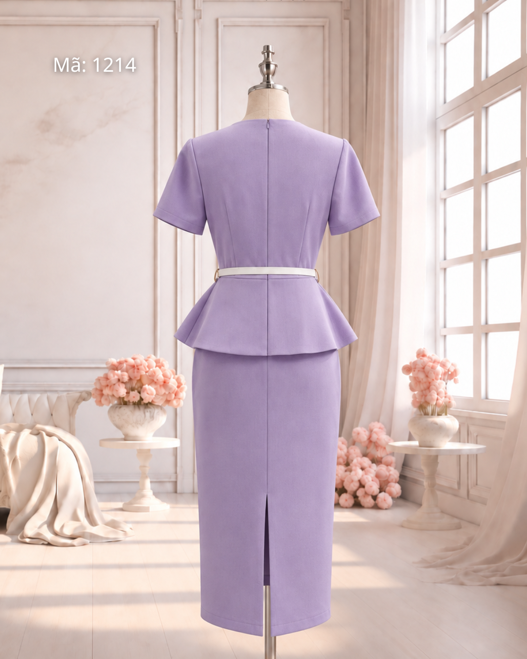 Đầm Bút Chì Cổ Tròn Mix Đai
