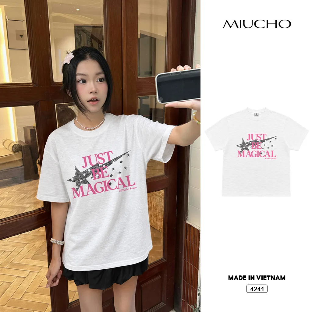 Áo thun boxy unisex chất vải xước mềm mại Miucho 4241