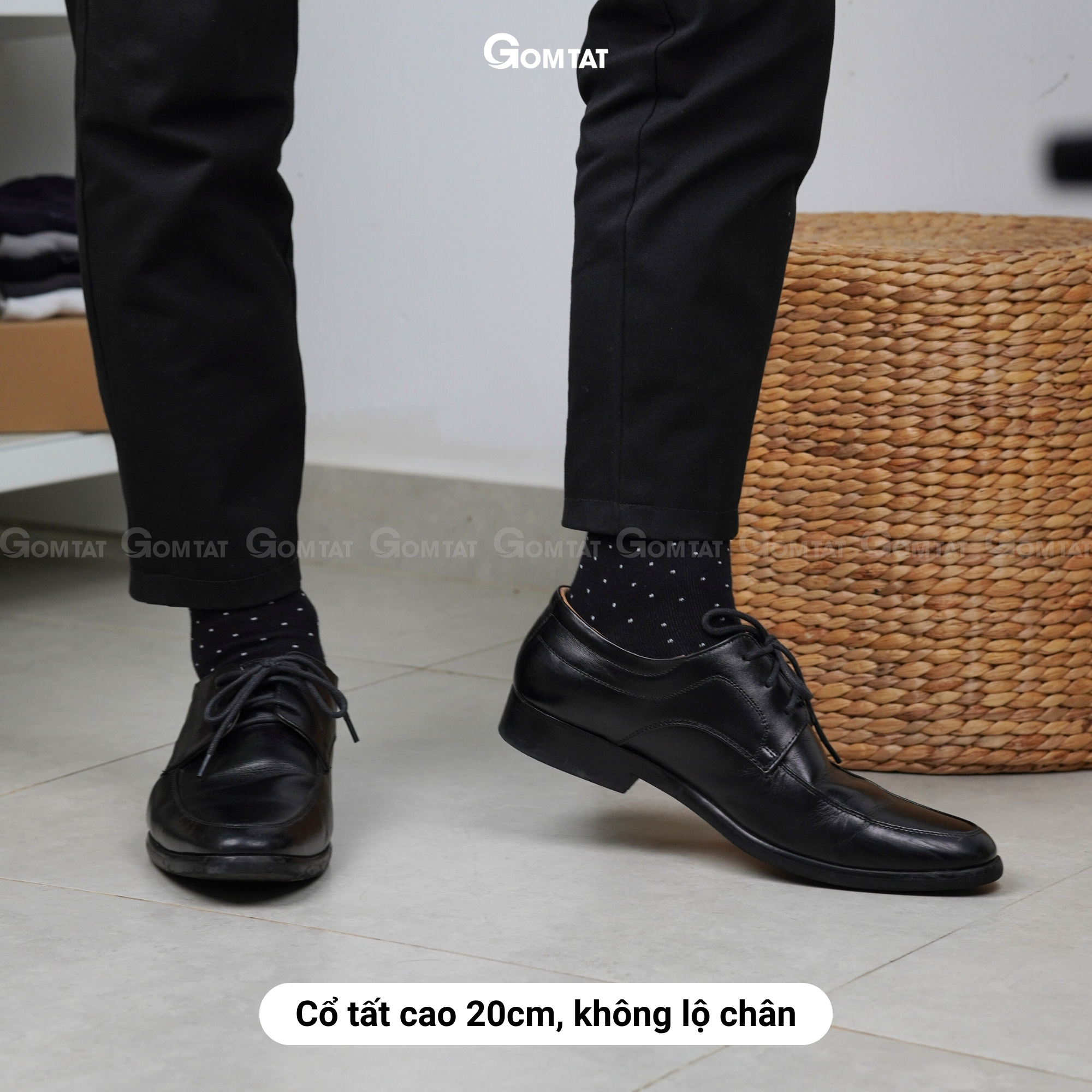 Hộp 5 đôi vớ nam cổ cao công sở GOMTAT hoạ tiết chấm bi, chất liệu cotton cao cấp LUX-CHAMBI-DUMAU-CB5_thumbnail_12