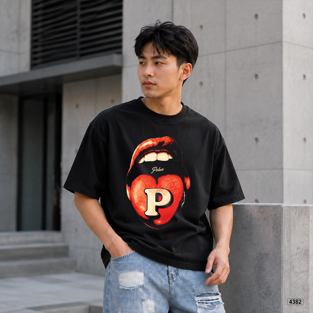 Áo thun nam Red Lips Graphic form rộng cá tính Polux 4382_thumbnail_3