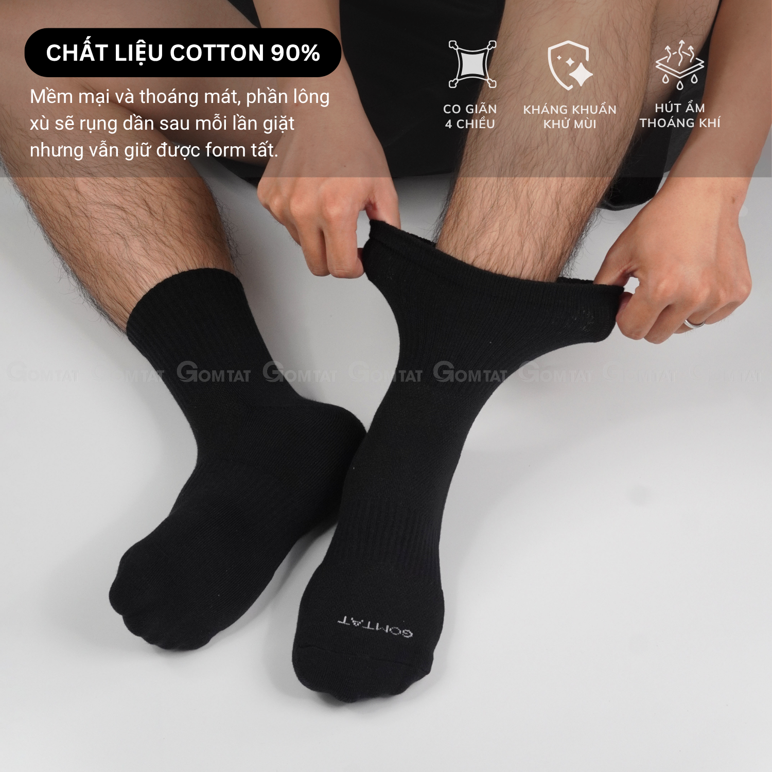 Combo tất trơn nam nữ GOMTAT có đệm xù êm chân, sợi cotton dày dặn, khử mùi kháng khuẩn - STA-5009_thumbnail_4