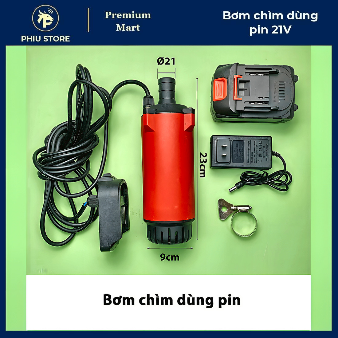 Bơm chìm mini dùng pin, bơm chìm dùng pin, máy bơm mini dùng pin, 21V Li-ion, PHIU STORE_thumbnail_1
