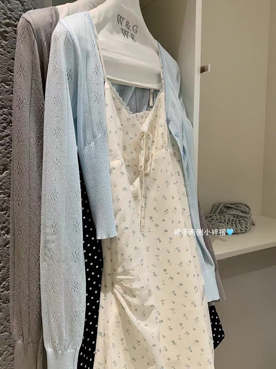 Lucas - Set váy hoa 2 dây dáng ngắn + áo khoác cardigan khác màu ENEN_thumbnail_3