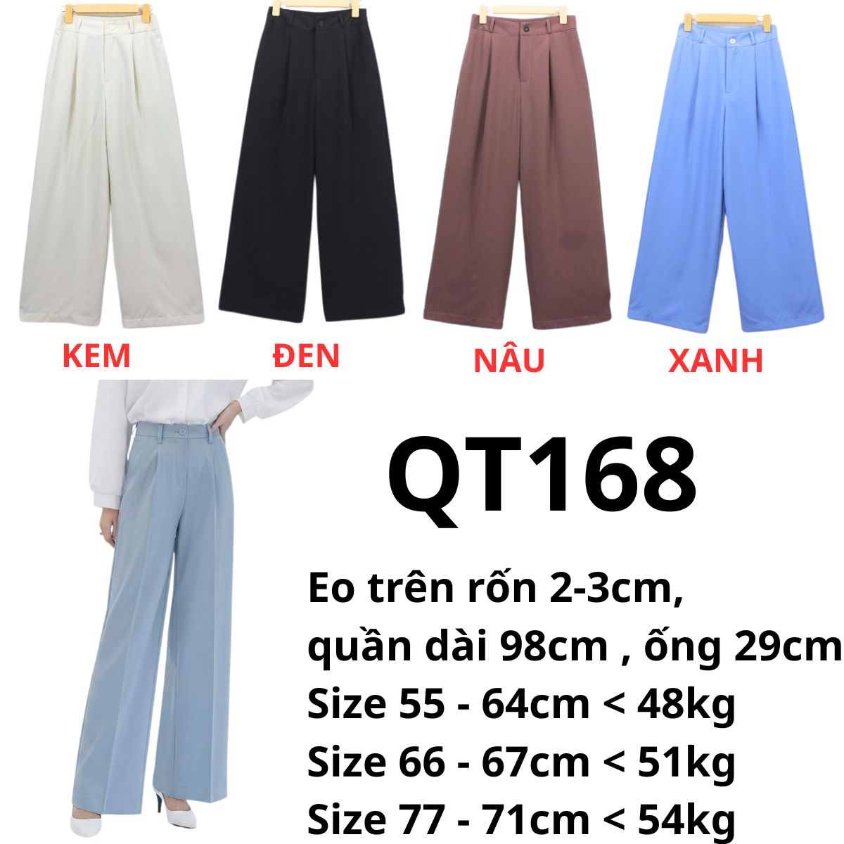 QT168- Quần tây ống suông