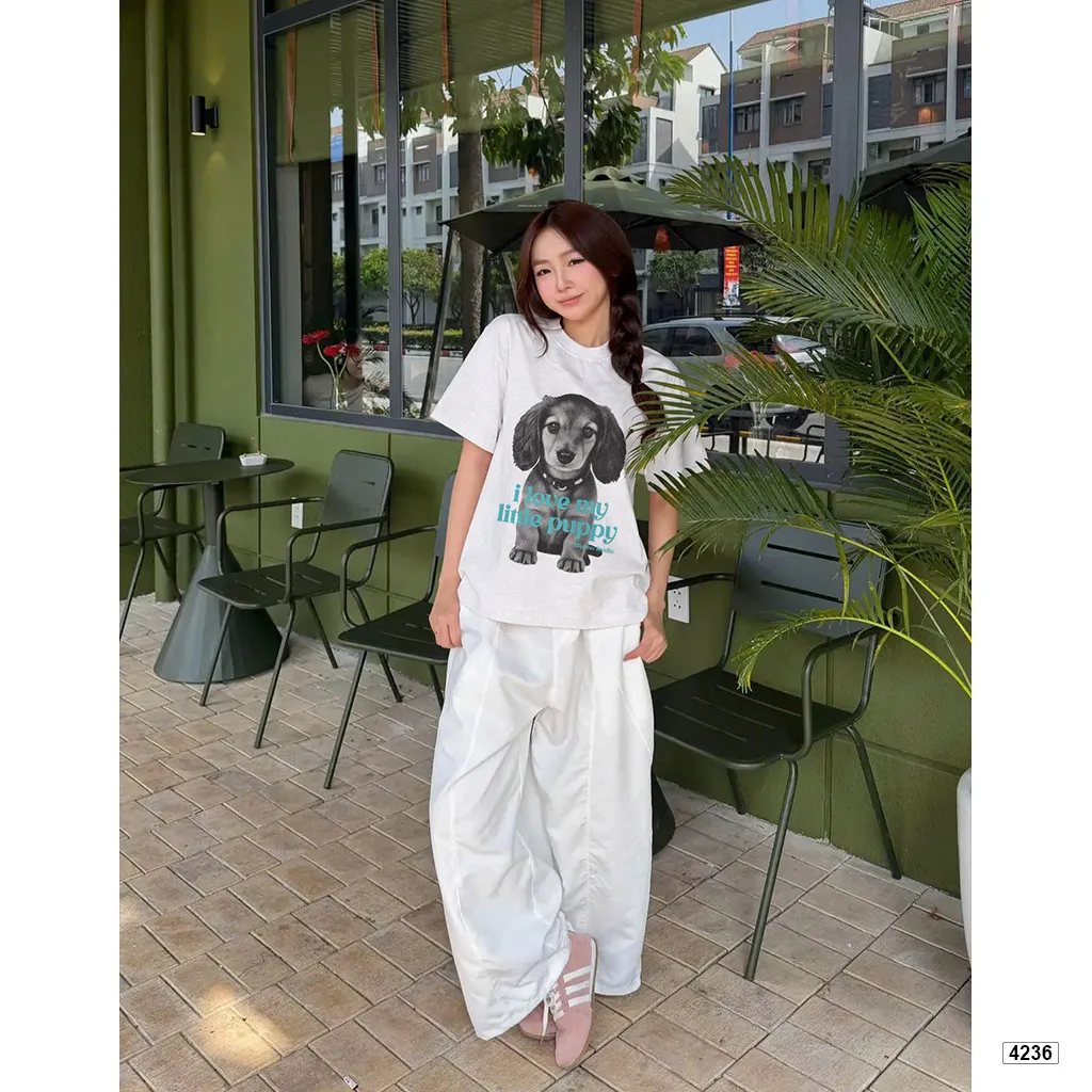 Áo thun boxy nữ Little Puppy chất vải xước thoáng mát Miucho 4236_thumbnail_4