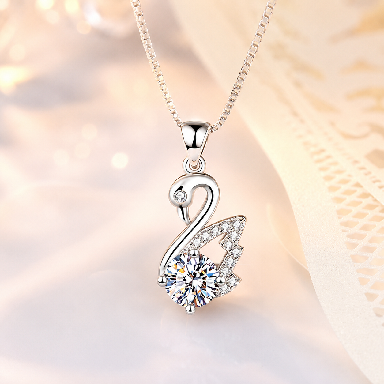 Dây Chuyền Bạc Nữ Cao Cấp Đính Đá Zircon 1 Carat Sang Trọng DCN130 BTXL-026_thumbnail_1