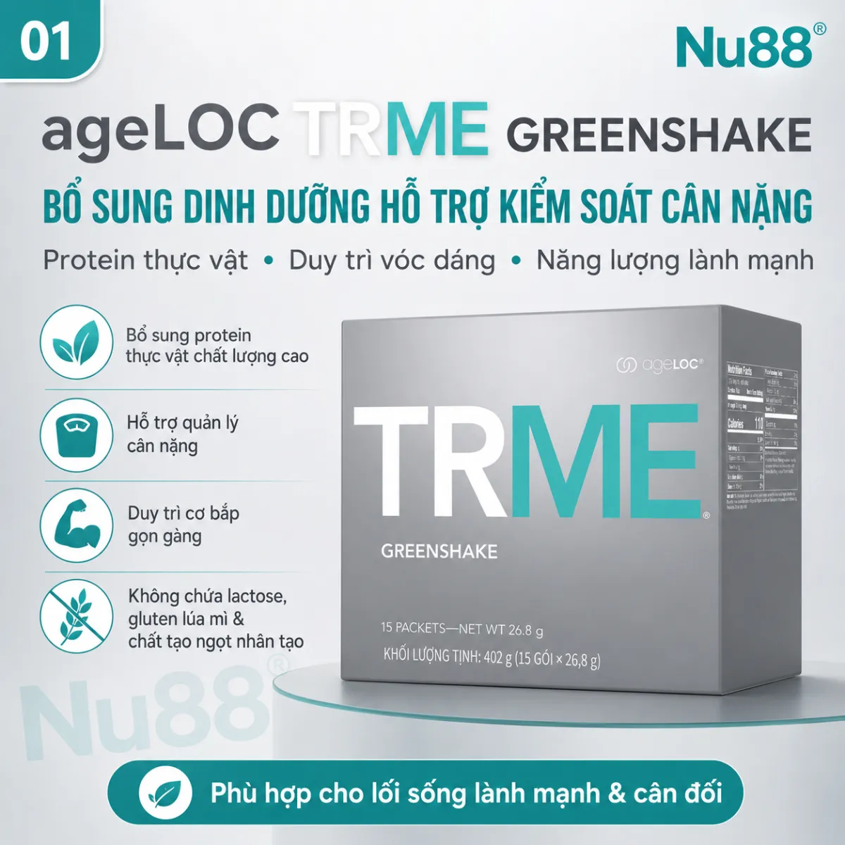 Bột uống hỗ trợ kiểm soát cân nặng ageLOC TRME Greenshake - - Bộ Giảm Cân TRME Nu Skin