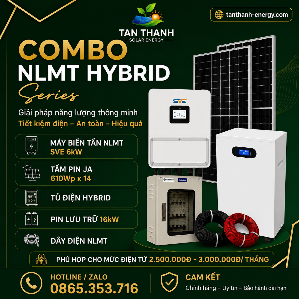 COMBO SVE 6kW PHÙ HỢP CHO TIỀN ĐIỆN TỪ 2.500.000Đ - 3.000.000Đ/THÁNG