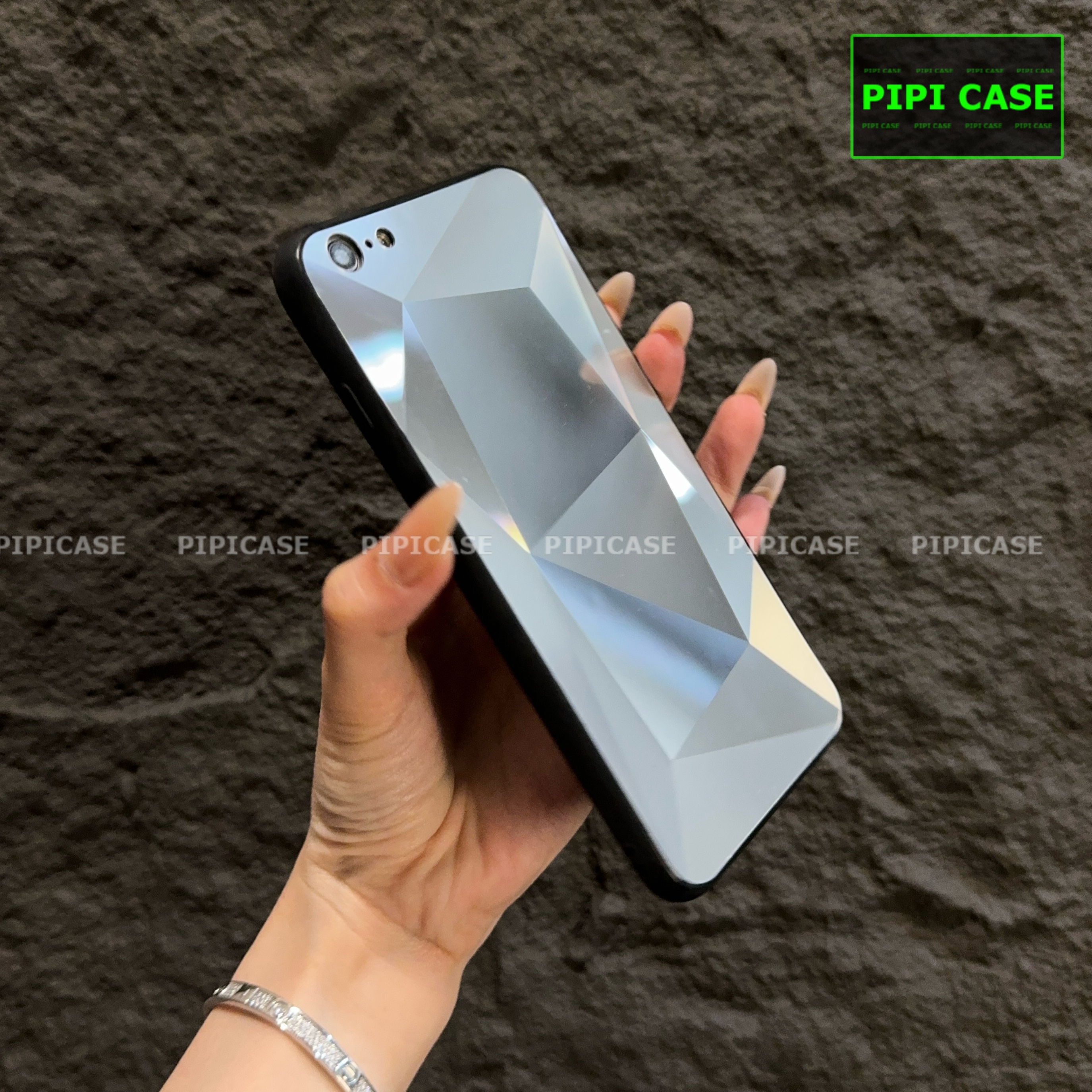 Ốp Lưng iPhone 6 Plus / 6S Plus - Kim Cương 6D - Bạc_thumbnail_1