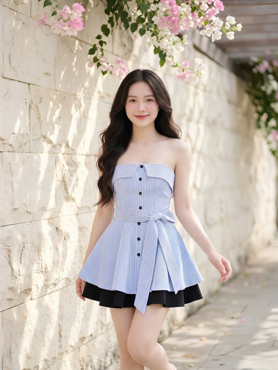 M34 - Set Áo Cúp Ngực Peplum Kẻ Sọc & Chân Váy Xòe_thumbnail_8