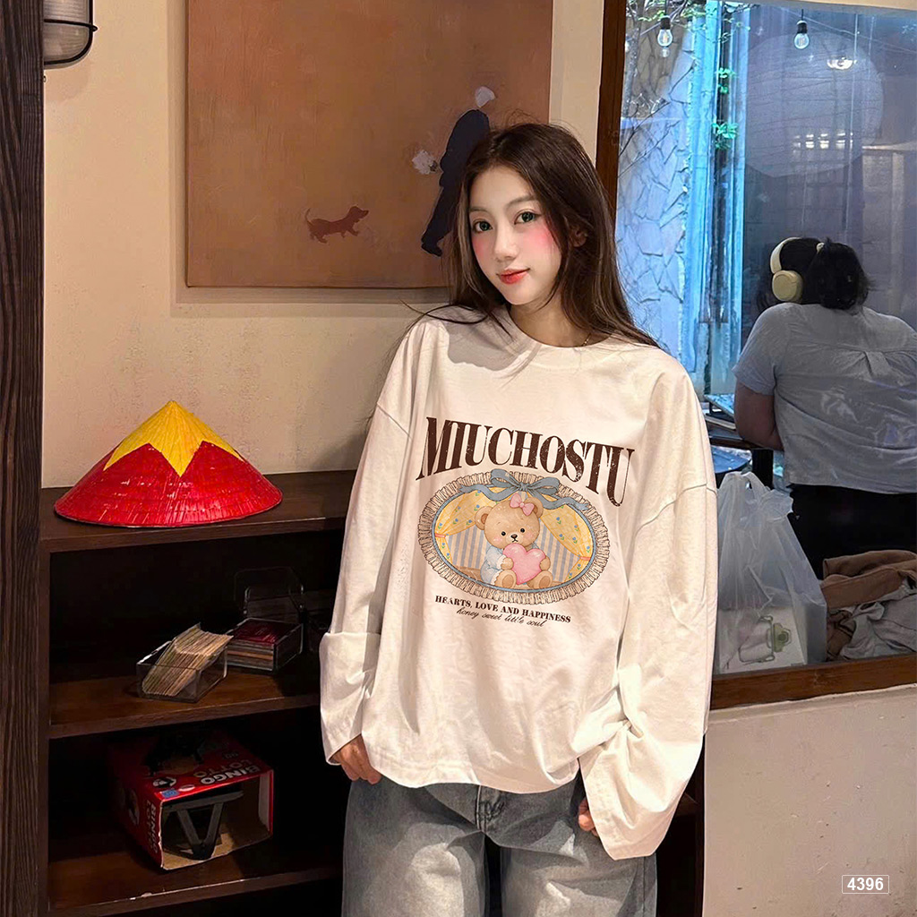 Áo thun tay dài nữ honey bear form boxy Miucho 4396_thumbnail_6