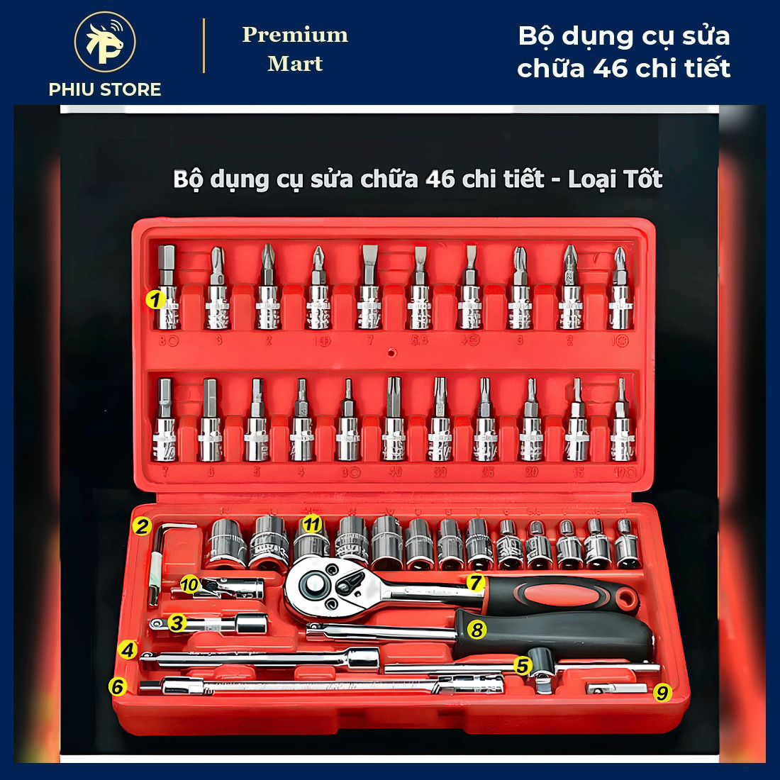 Bộ Tuýp Sửa Xe Máy - Bộ Dụng Cụ Sửa Chữa 46 Chi Tiết, Bộ Tuýp Sửa Xe Ô Tô - PHIU STORE_thumbnail_3