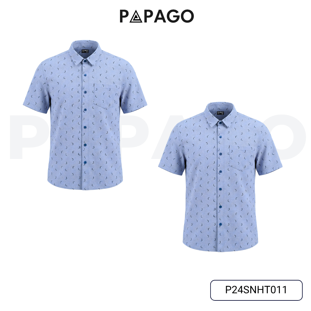Combo 2 Áo Sơ Mi Nam Trung Niên PAPAGO Vải Xô Đũi Họa Tiết, Thấm Hút Mồ Hôi, Thoáng Khí - CB2SNHT011