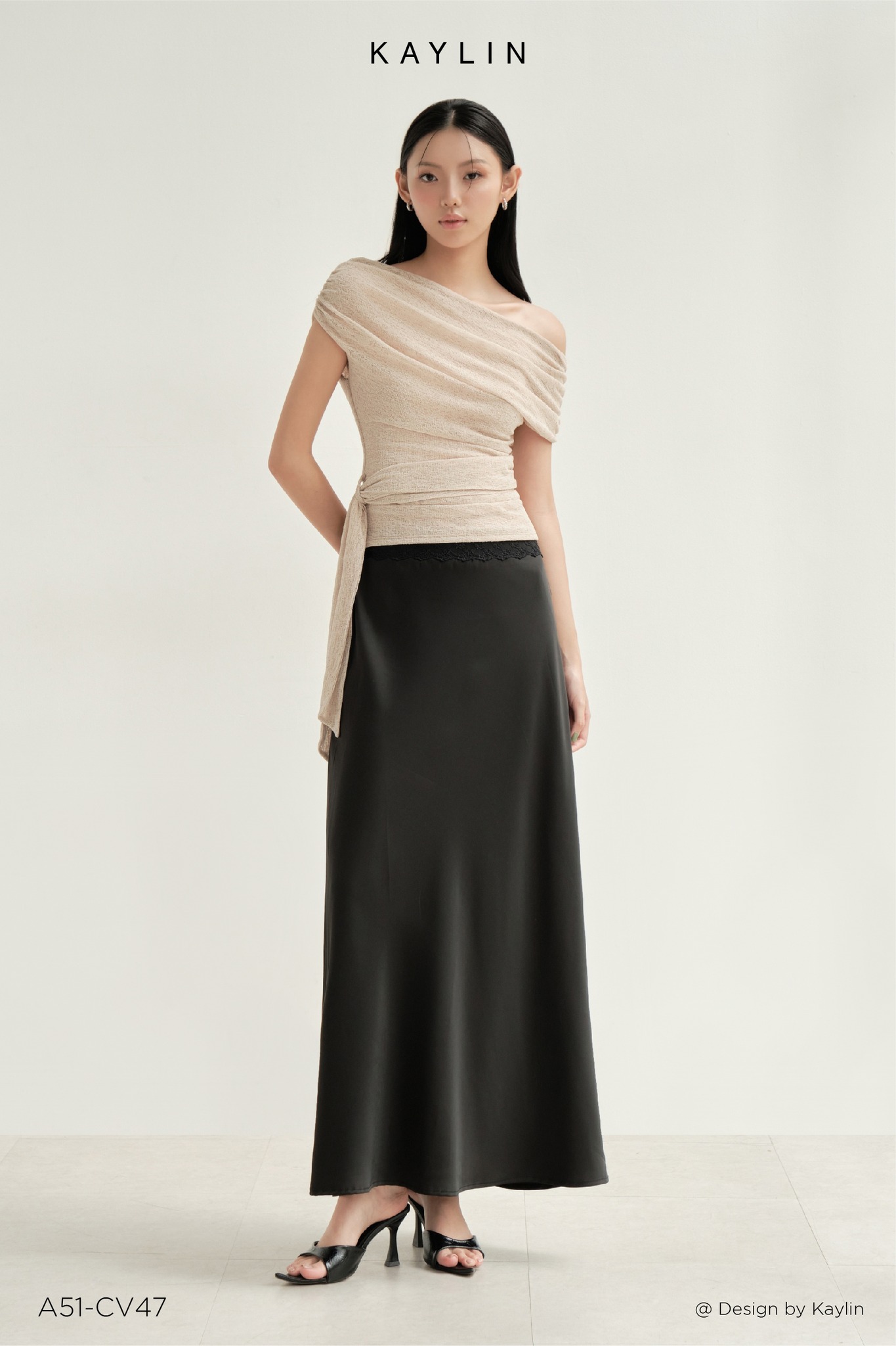 Chân Váy Lụa Phối Lưng Ren KAYLIN Flow Skirt