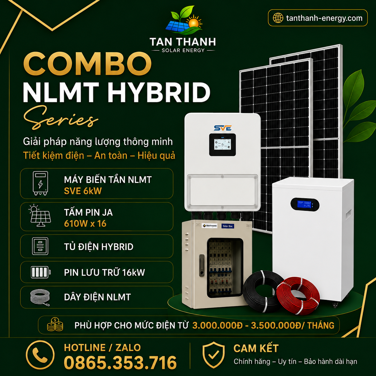 COMBO SVE 6kW PHÙ HỢP CHO TIỀN ĐIỆN TỪ 3.000.000Đ - 3.500.000Đ/THÁNG
