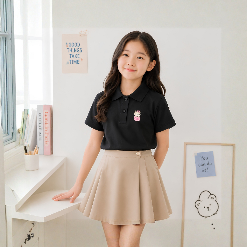 Áo polo bé gái in hình HỘP QUÀ MÈO CON - Loza Kids PL3648_thumbnail_4