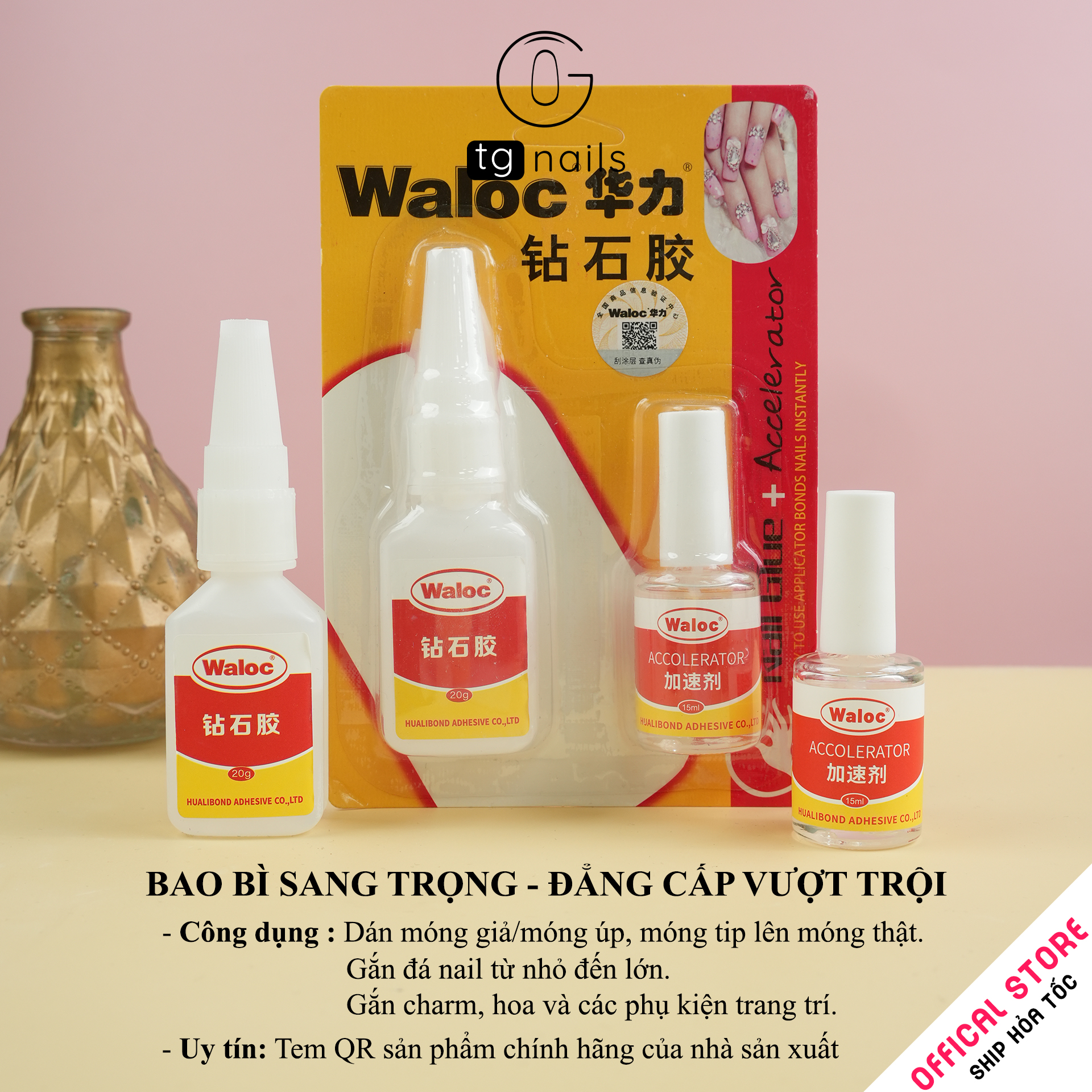 Keo dán Waloc ( Gồm lọ 20g và 1 lọ 15 ml ) Đính đá nhựa trang trí - Keo đính đá_thumbnail_1