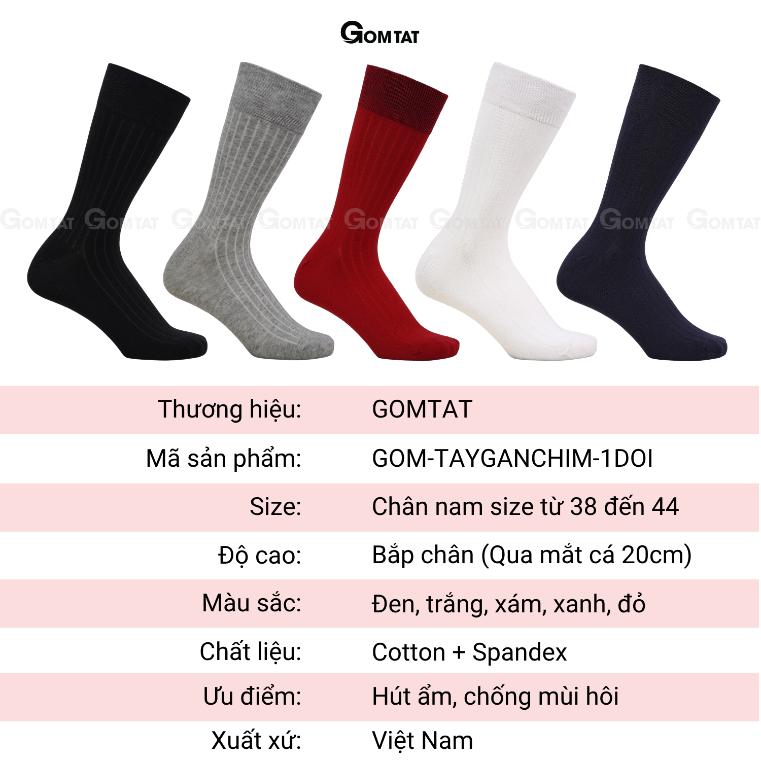 Hộp 5 đôi tất nam đi giày tây cao cổ GOMTAT gân chìm, vớ công sở nam thoáng khí LUX-TAYCHIM_thumbnail_9