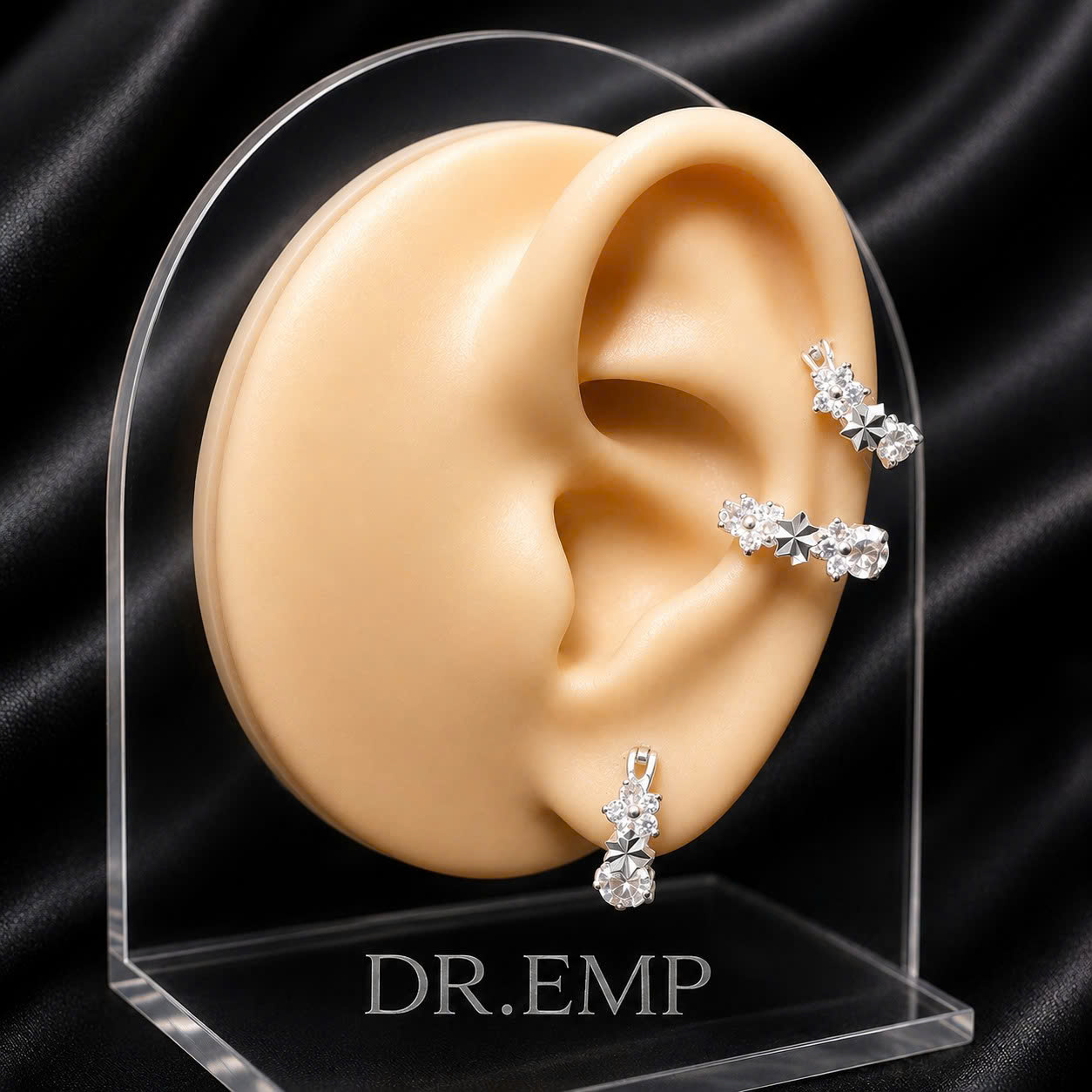 Khuyên vòng bạc xi kim sao hoa đá trắng 10mm_thumbnail_3