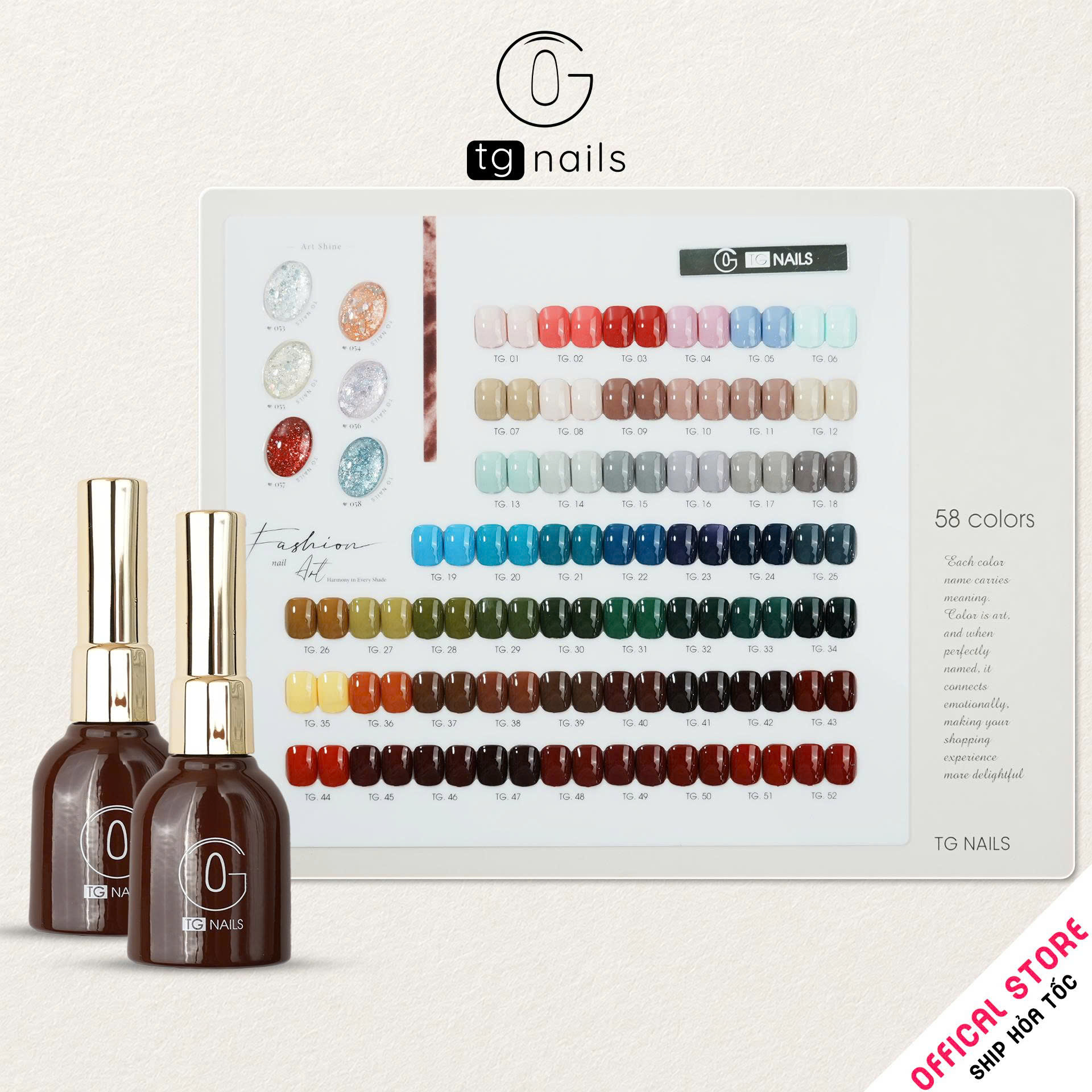 Combo 58 màu sơn gel TG Nail kèm bảng màu
