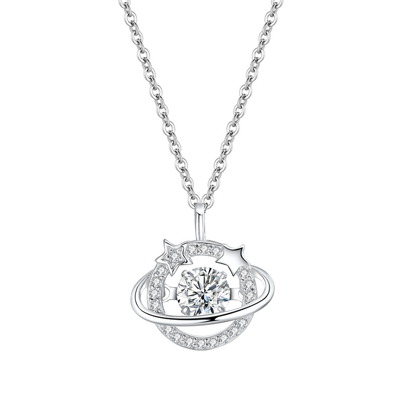 Dây Chuyền Hành Tinh Bạc S925 Đính Đá Quý Zircon Xinh Xắn HTT194X Xanh - Trắng_thumbnail_5
