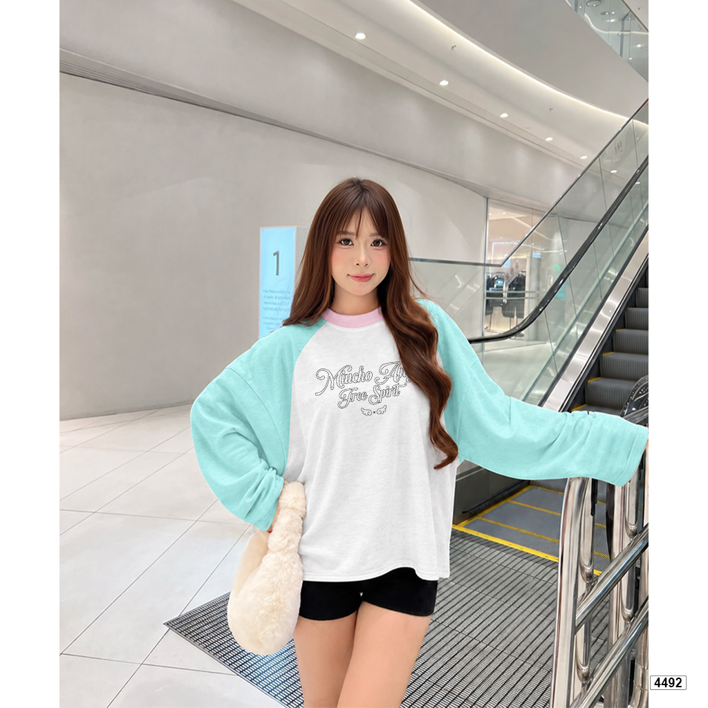 Áo thun tay dài form boxy Miucho cotton xược tháng mát 4492_thumbnail_2