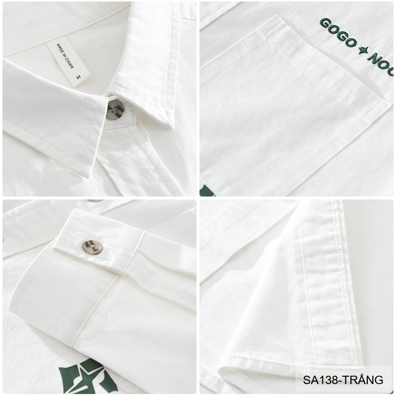 SA138 - Áo sơ mi nam dài tay in họa tiết thời trang, chất cotton 100%, form rộng nhẹ nhàng, màu trắng và xanh lá_thumbnail_3