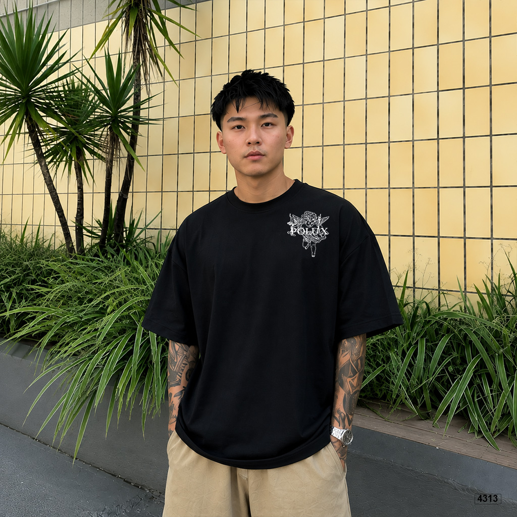 Áo thun nam form rộng Polux tay ngắn cổ tròn in mix 4313_thumbnail_3