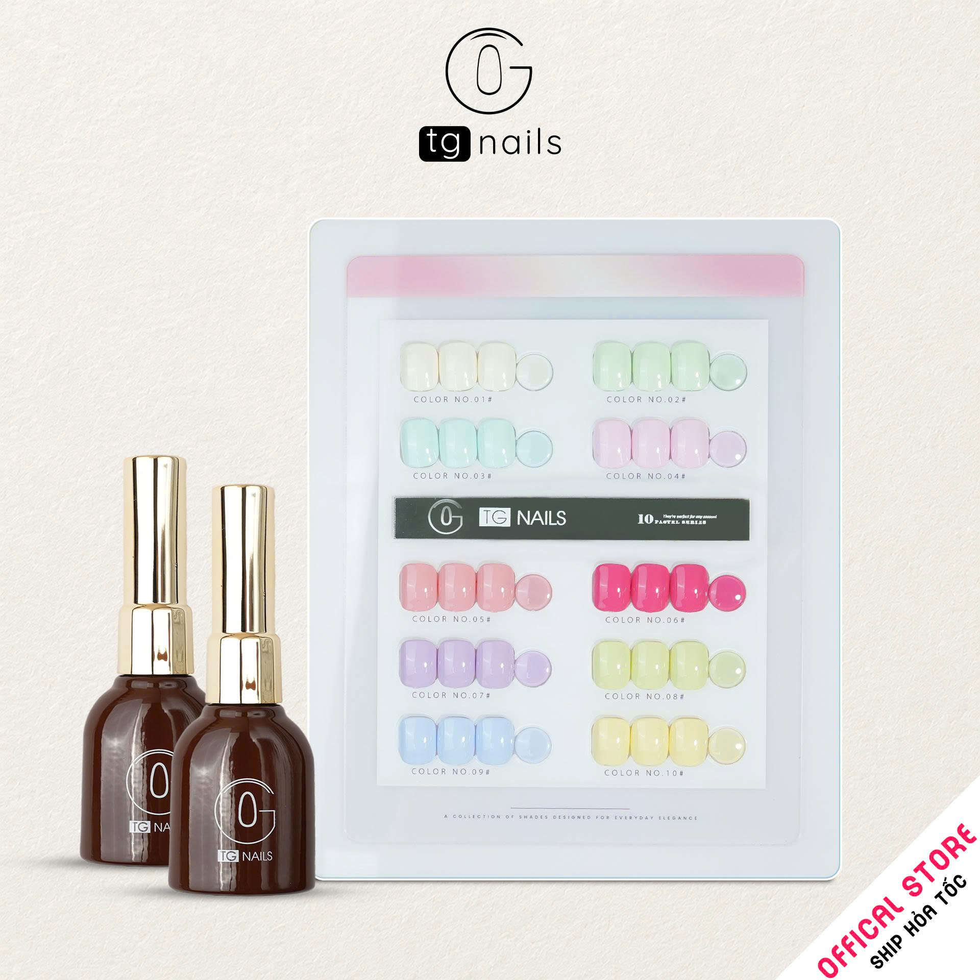 Combo 10 màu Pastel TG Nails kèm bảng màu