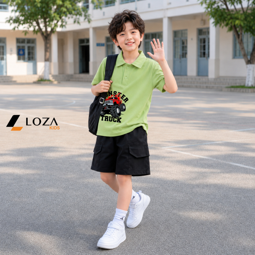 Bộ Polo bé trai hình xe Monster  - Loza Kids BU730_thumbnail_2
