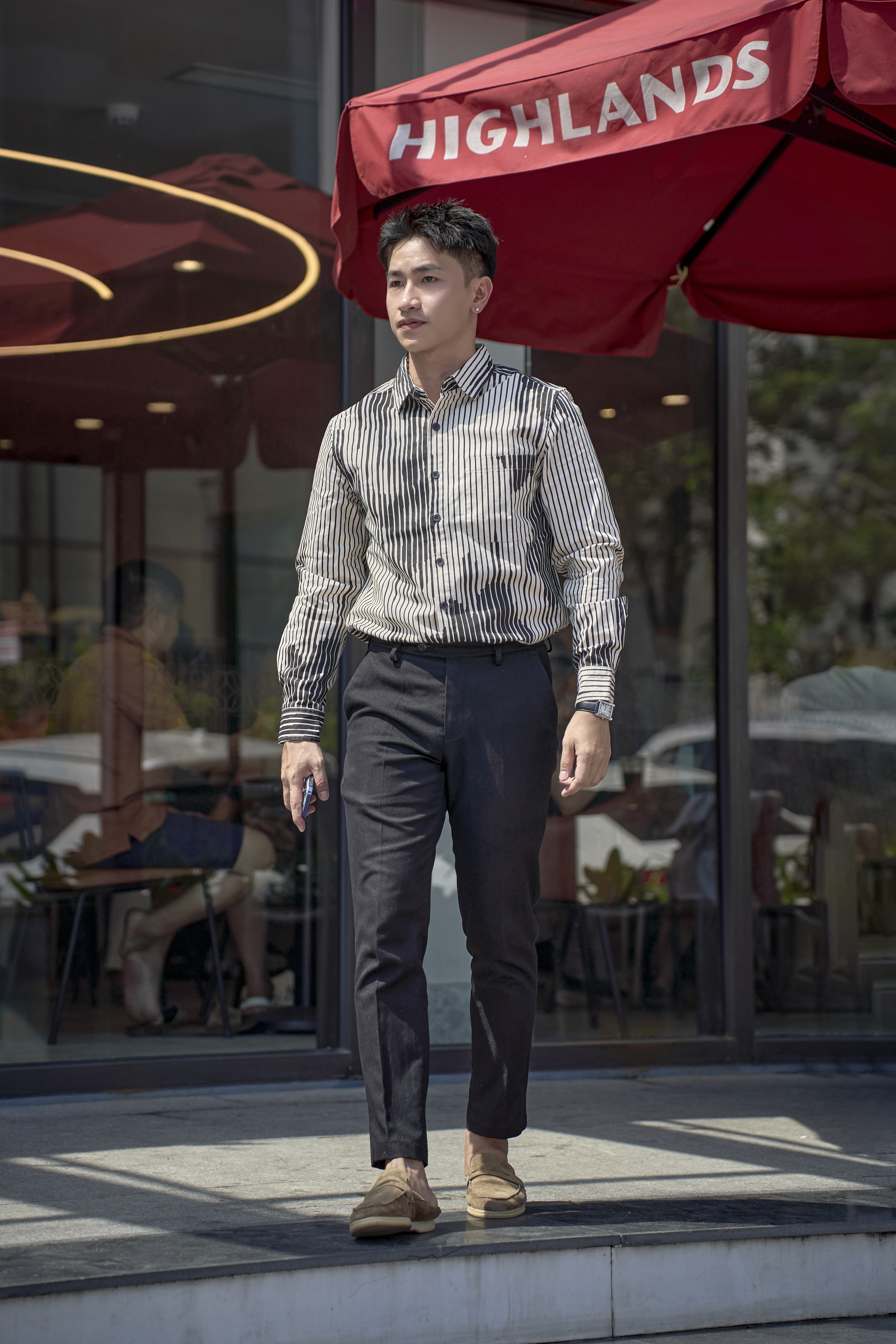 SA123 - Áo Sơ Mi Nam Tay Dài In Họa Tiết Sọc Đen Trắng Phong Cách Thời Trang_thumbnail_8