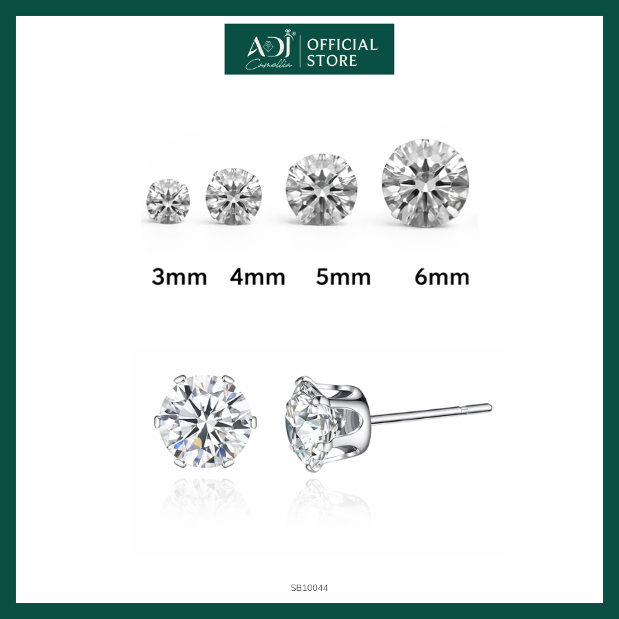 Bông Tai Bạc 925 Nữ Đính Đá CZ 3–6mm, Khuyên Tai Viên Chủ Sang Trọng Cao Cấp_thumbnail_3