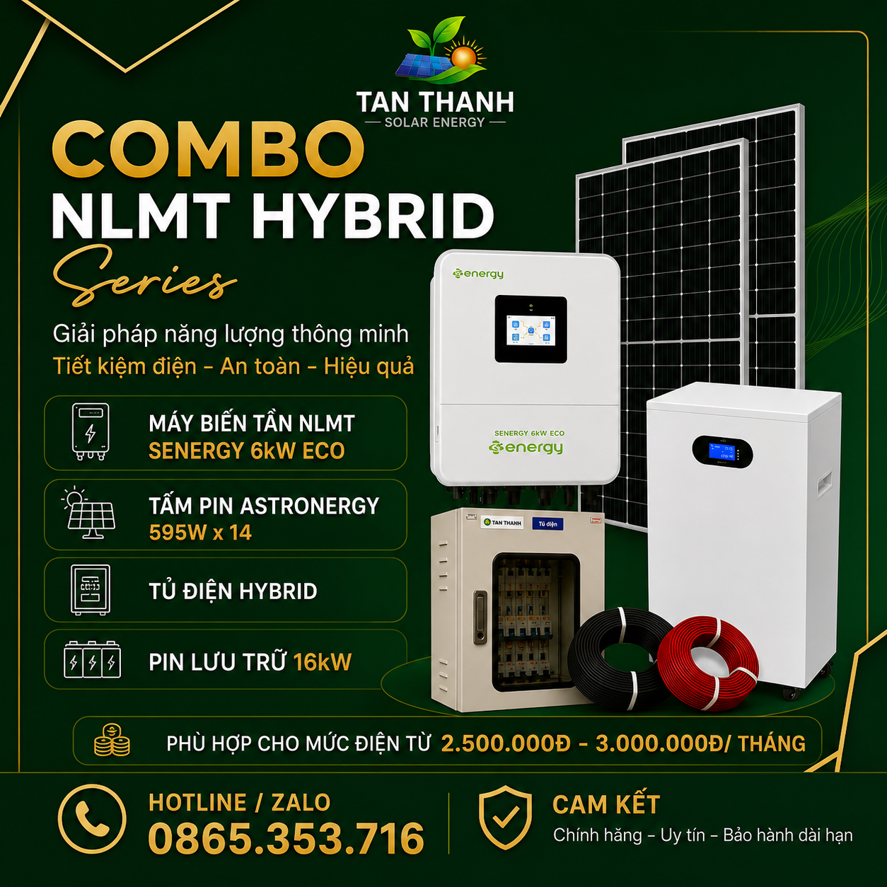 COMBO SENERGY 6kW ECO PHÙ HỢP CHO TIỀN ĐIỆN TỪ 2.500.000Đ - 3.000.000Đ/THÁNG