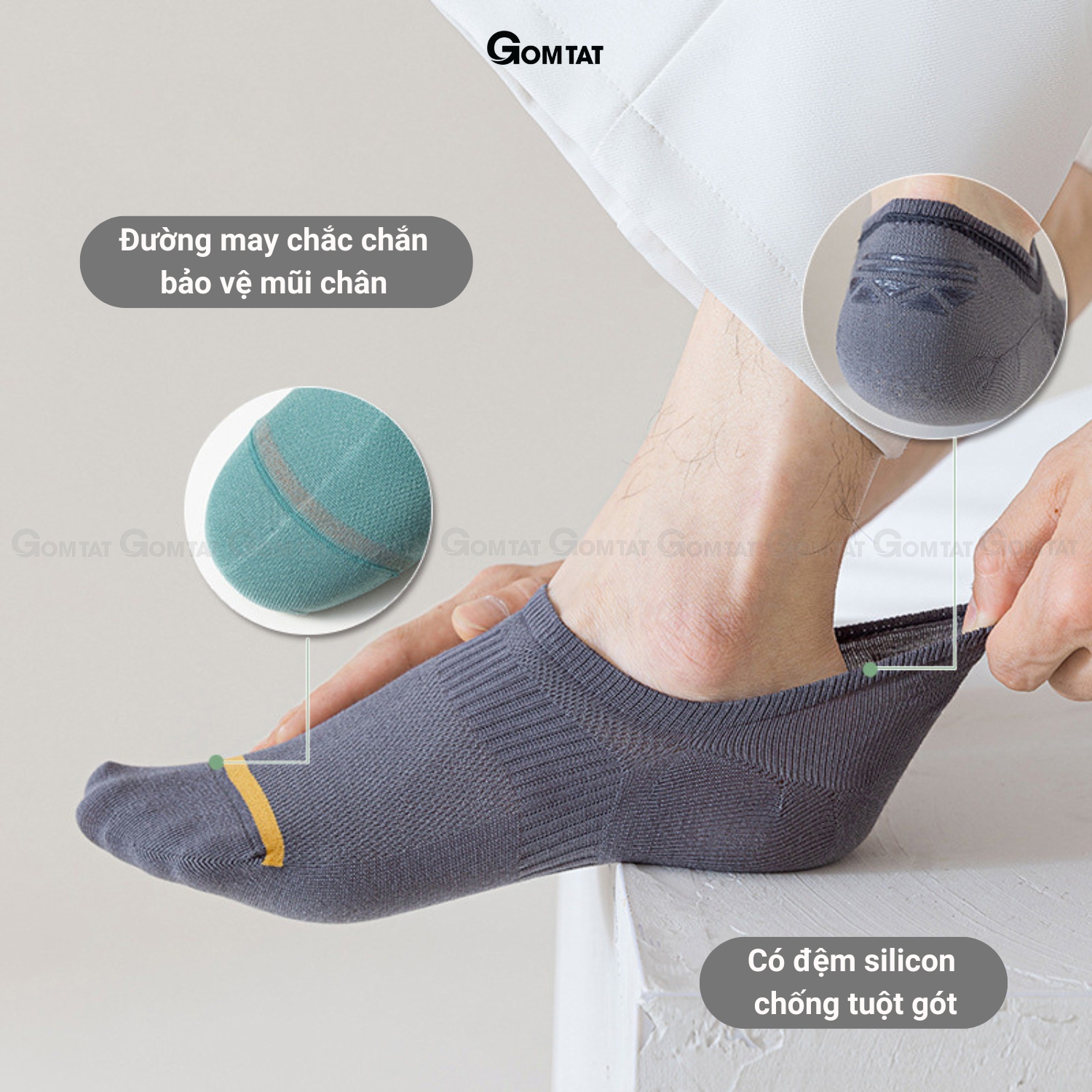 Combo 7 đôi tất ngắn nam chống tuột gót GOMTAT, vớ nam đi giày lười cotton mềm mại MIA-A080-CB7_thumbnail_3