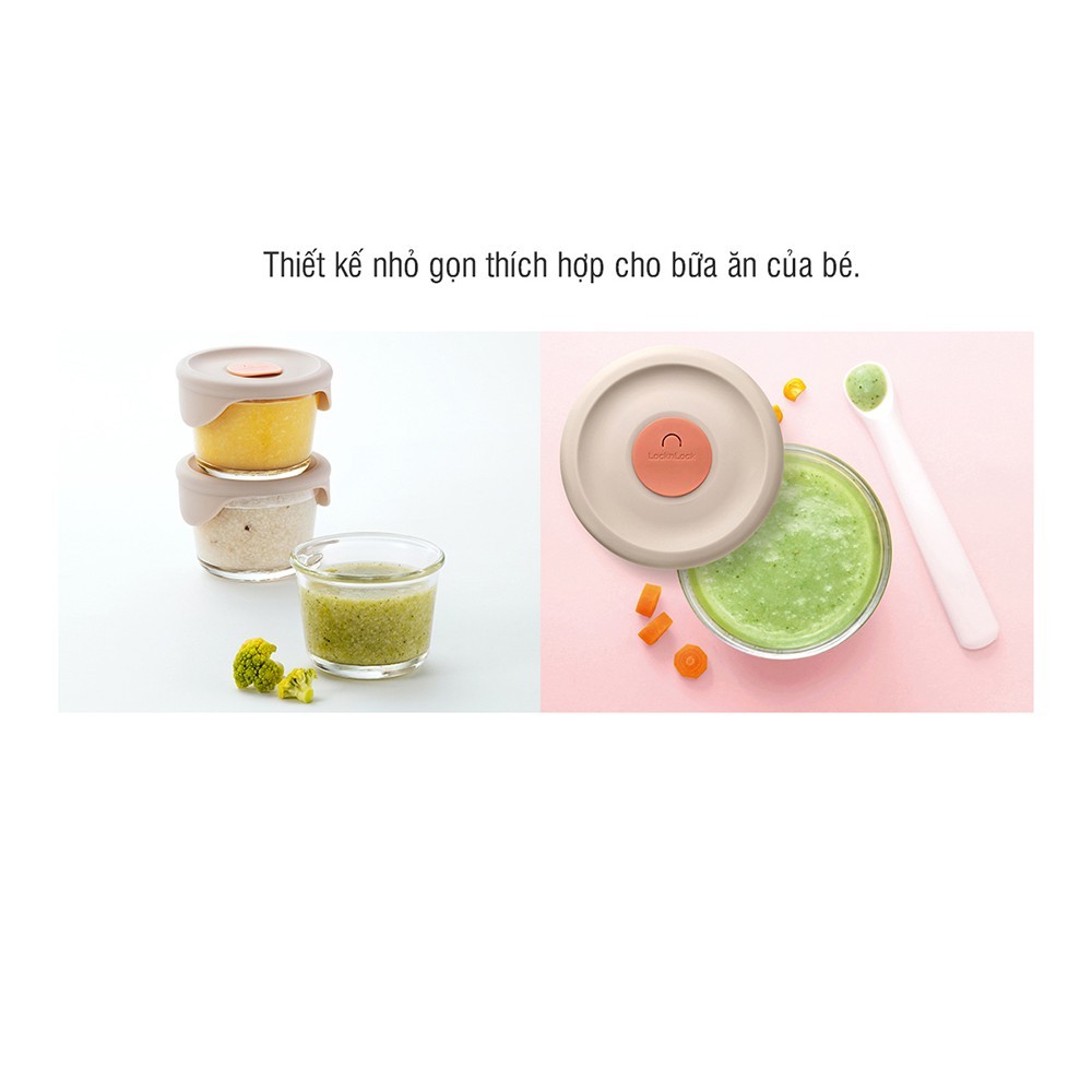 Hộp đựng thức ăn cho bé Lock&Lock có vạch chia 230ml*3 hộp - Nắp màu xám, silicone màu hồng nhạt_thumbnail_3