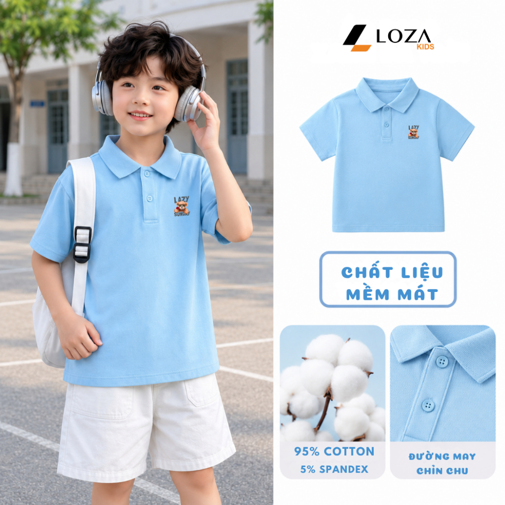 Áo polo bé trai hình Gấu LAZY - Loza Kids PL3645_thumbnail_1