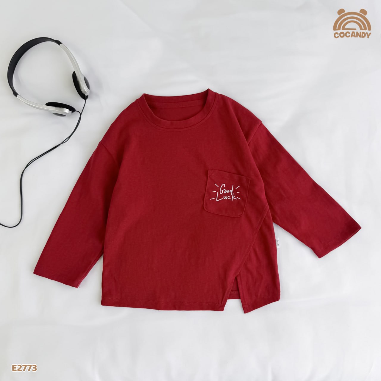 Áo dài ĐỎ vạt chéo lệch thêu chữ