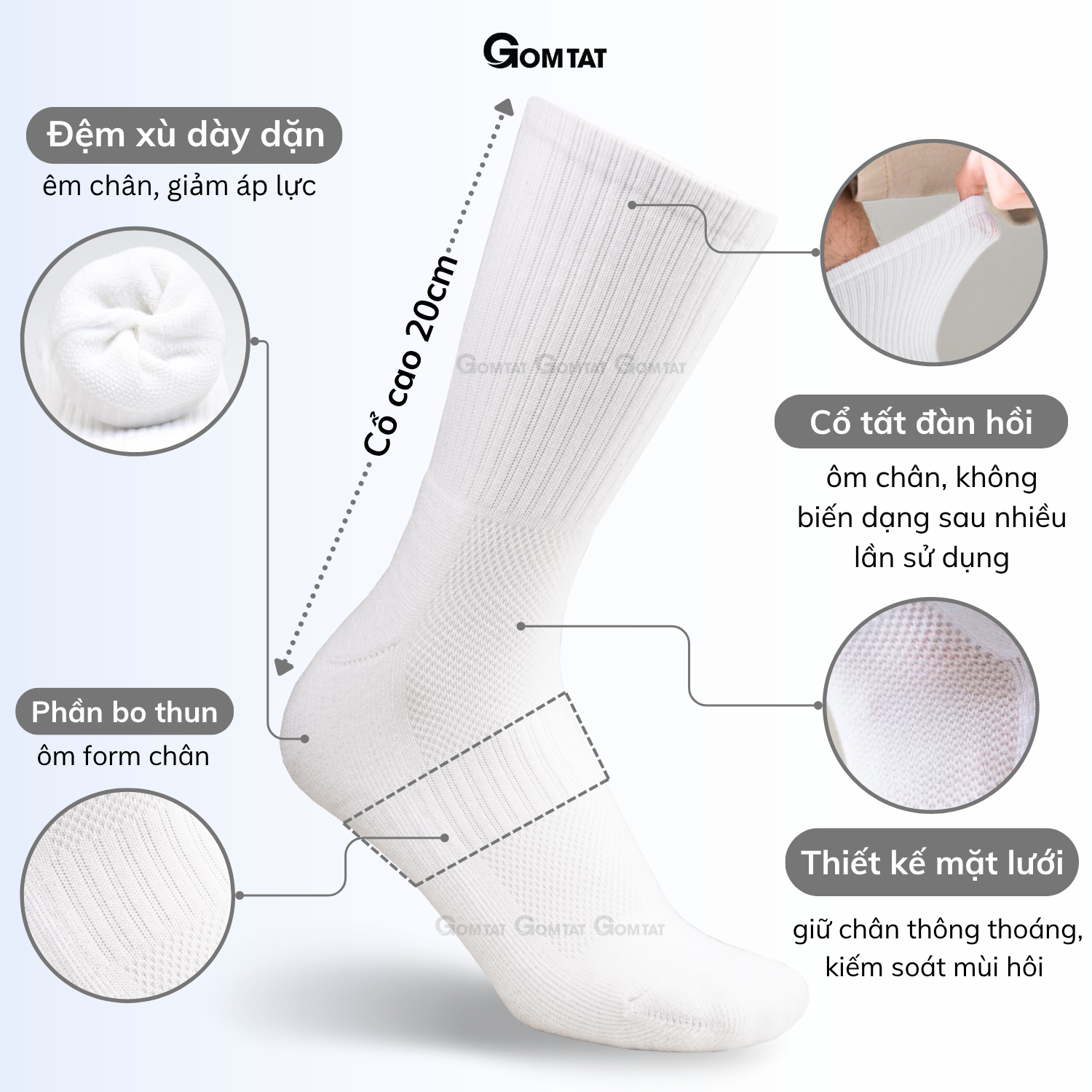 Combo tất cổ cao, cổ trung nam nữ GOMTAT, chất liệu cotton đệm xù êm chân - TATXU-TRON_thumbnail_8