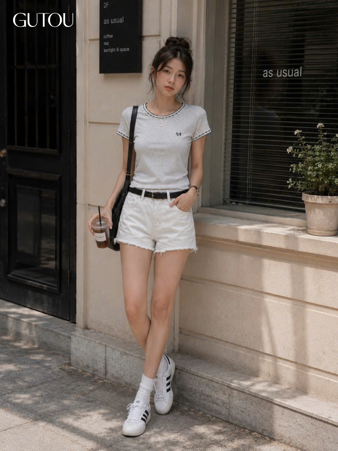 [ GUTOU ] Áo Thun Slim Fit Viền Nổi Phối Họa Tiết_thumbnail_4